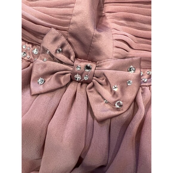 Pixie Lott Lipsy London Dress Sz 8 Rose Embellished Prom Bow Front Bling New - Picture 11 of 14